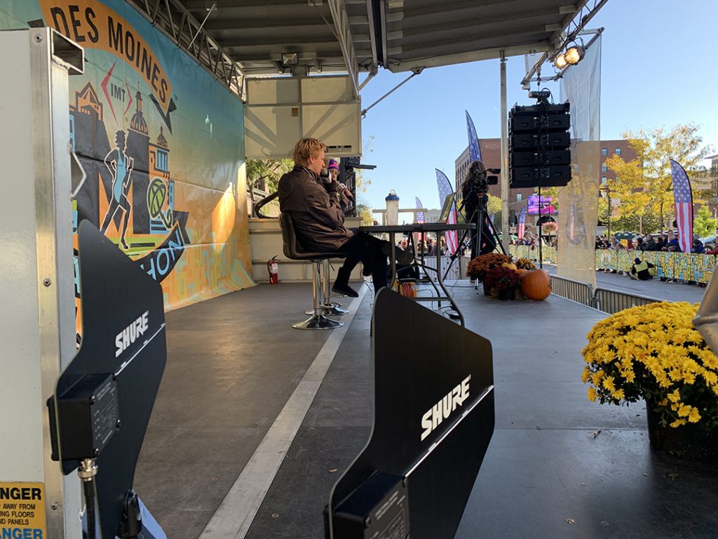 Stage at the IMT Des Moines Marathon 2021 provided by So Bright Productions